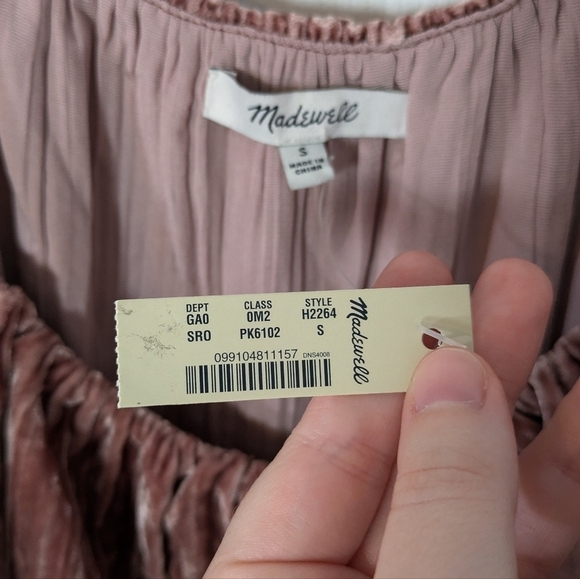 NWT Madewell Crushed Velvet Pleated Ruffle Camisole Silk Blend Pink Tank Size S - Picture 8 of 8